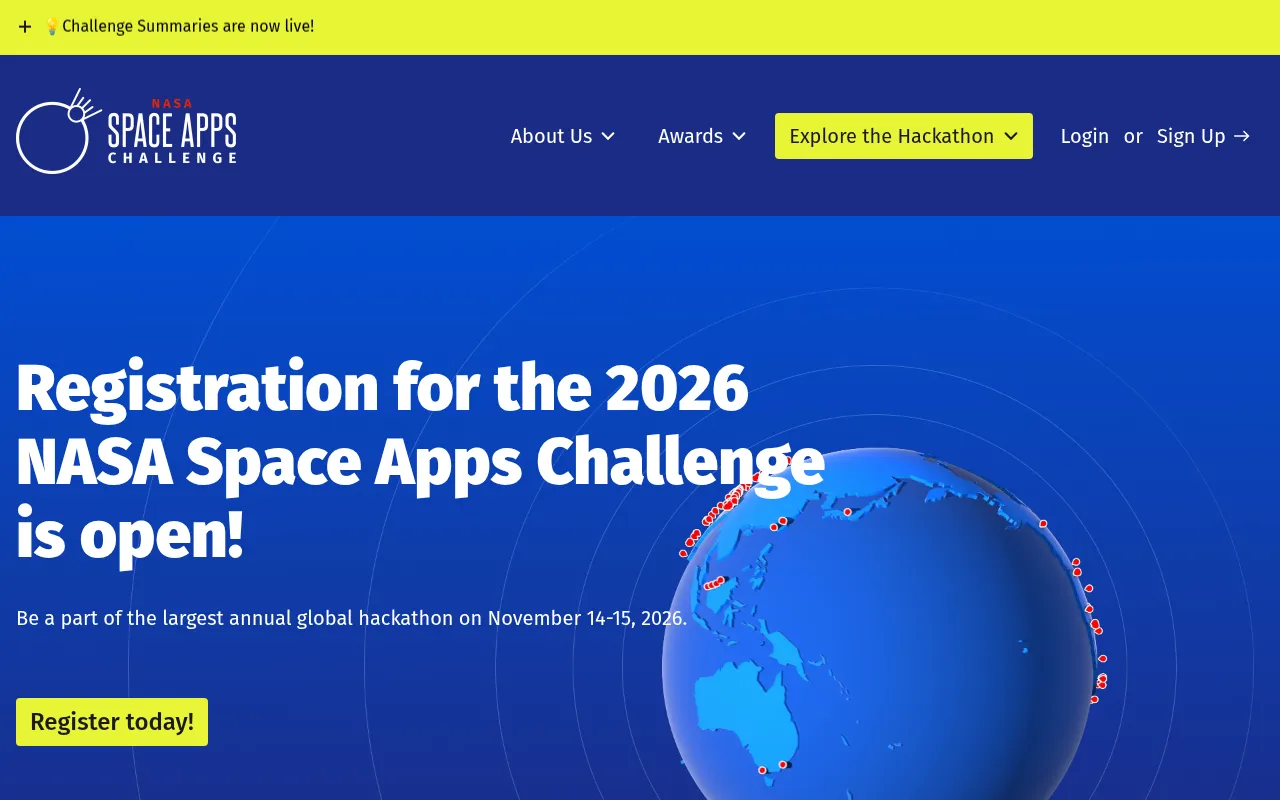 Screenshot of spaceappschallenge.org