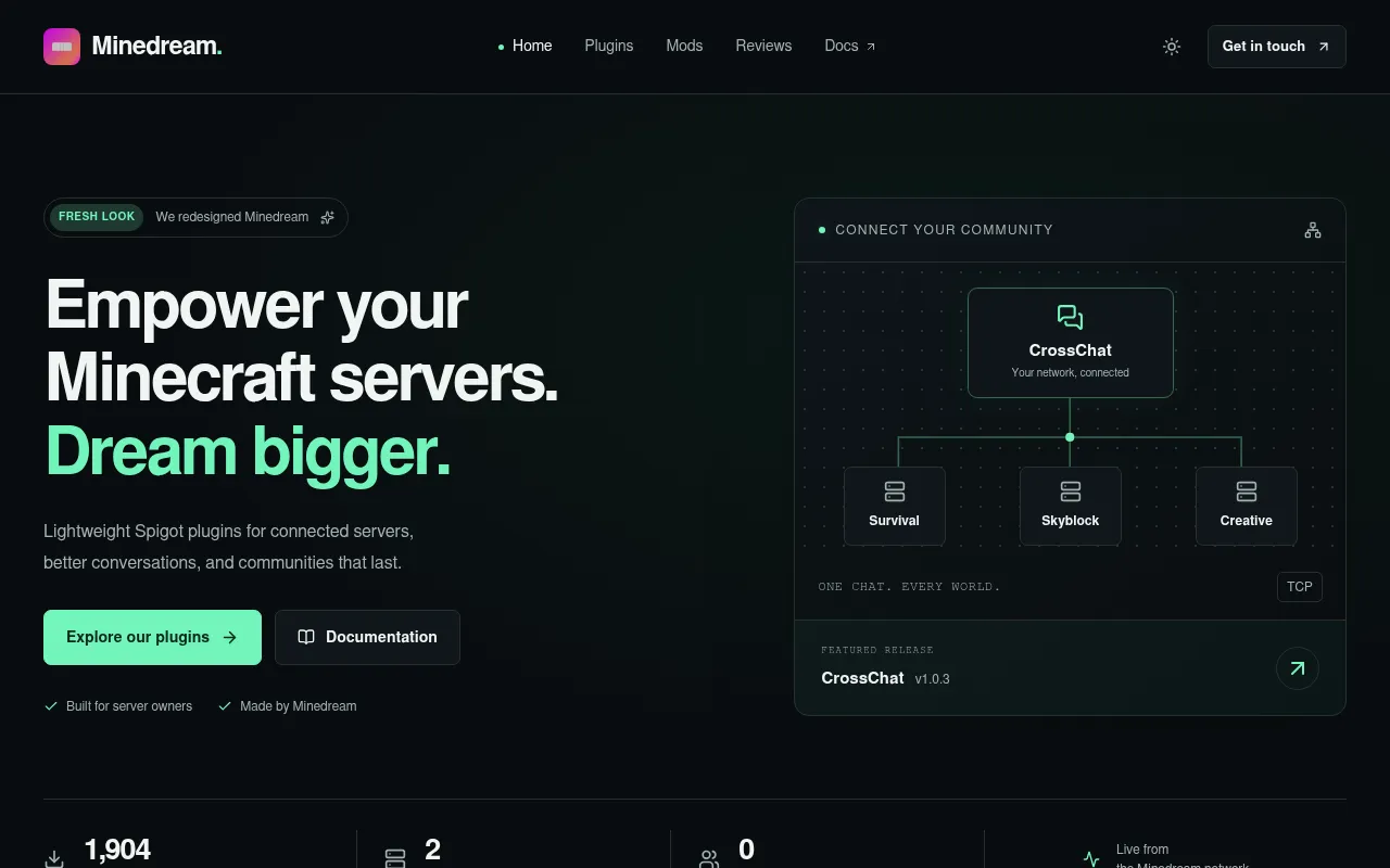 Screenshot of mine-dream.org