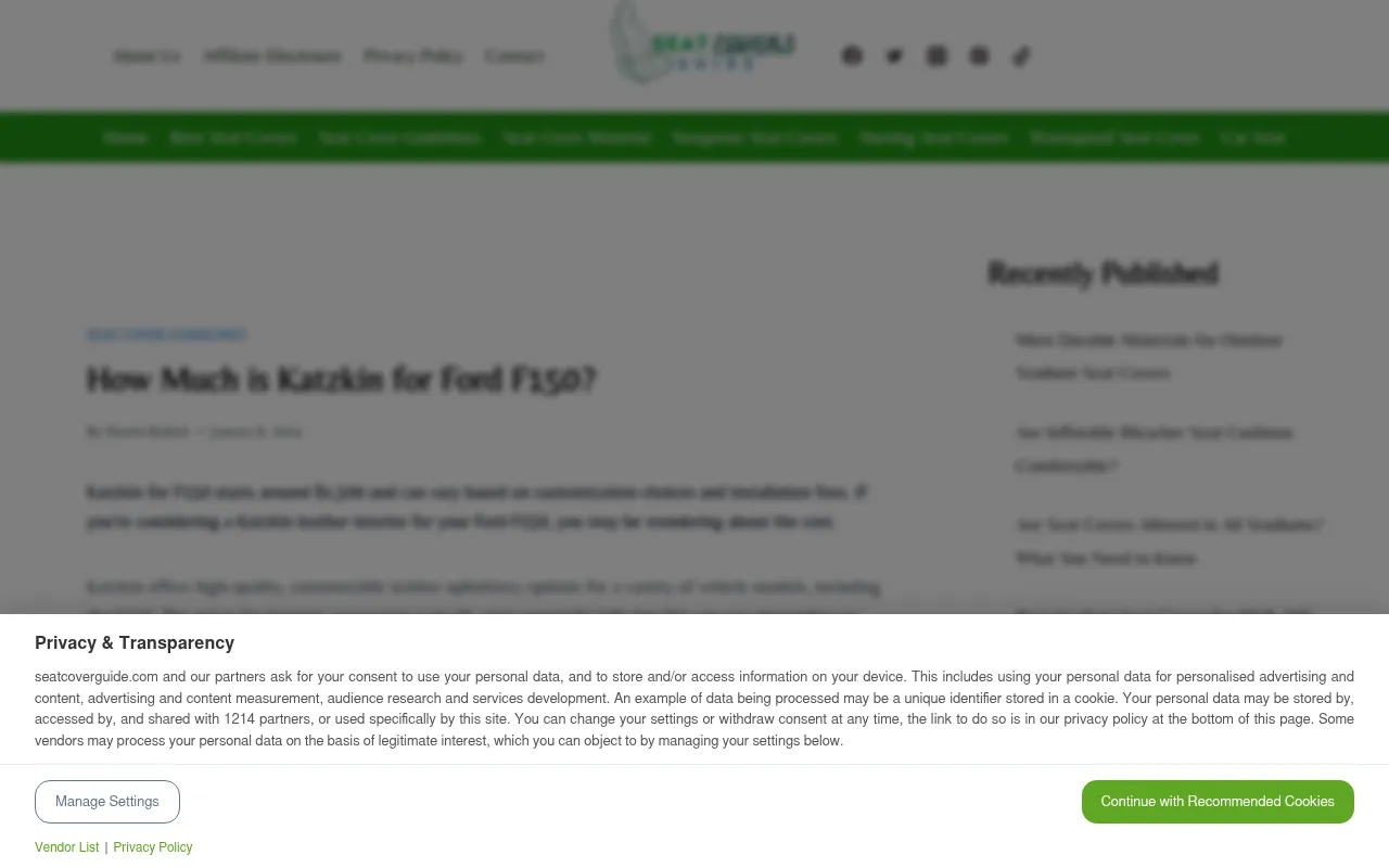 Screenshot of seatcoverguide.com
