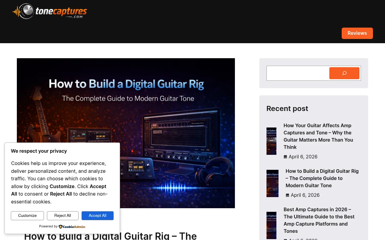 Screenshot of tonecaptures.com