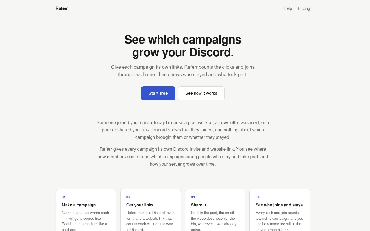 Screenshot of referr.fyi