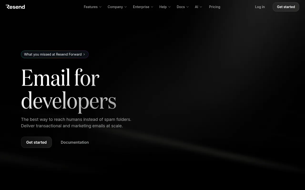 Screenshot of resend.com