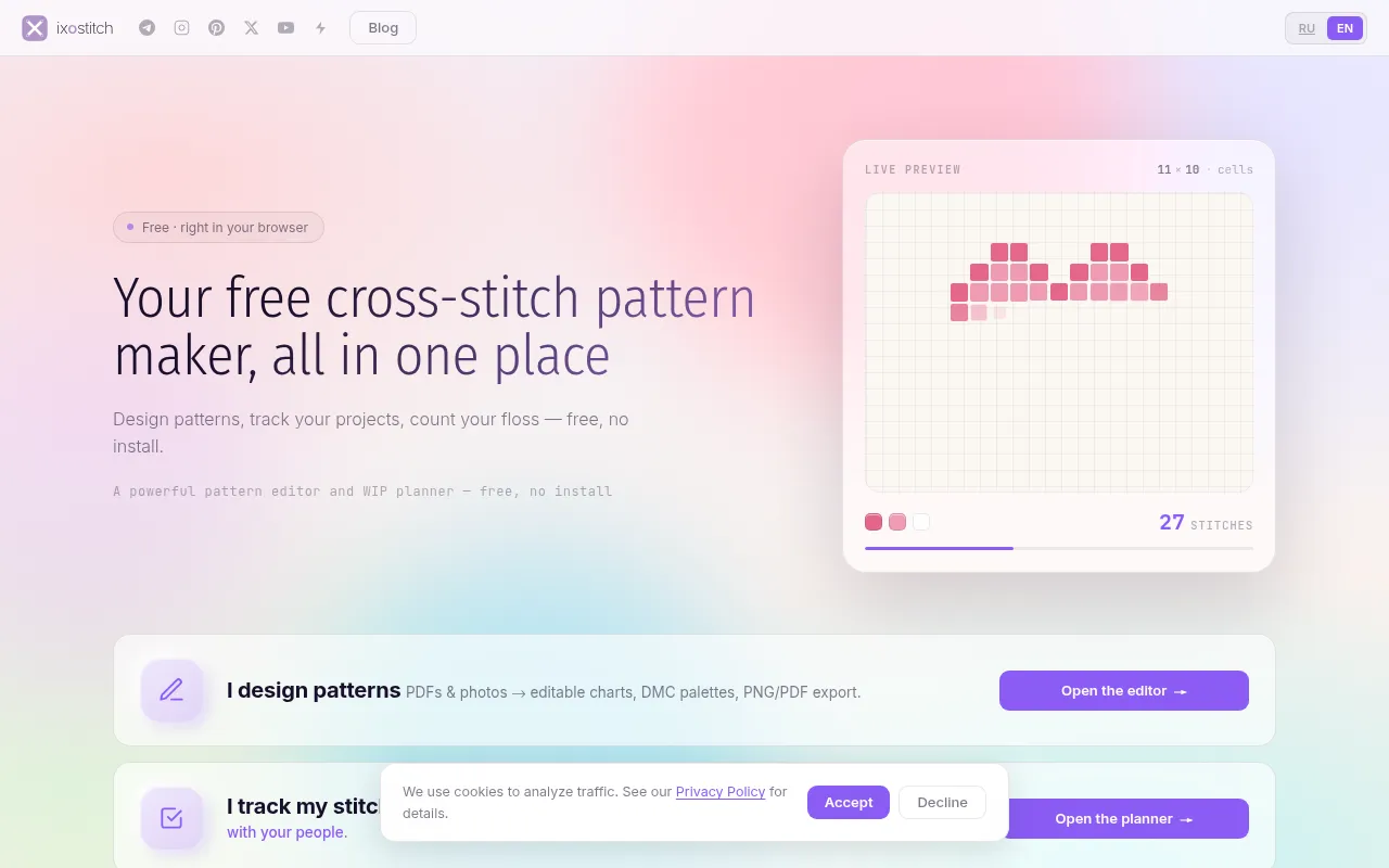 Screenshot of ixostitch.com