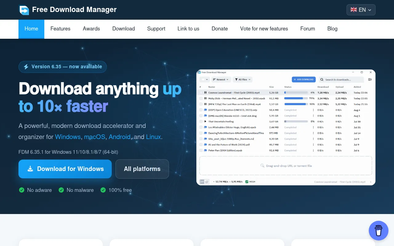 Screenshot of freedownloadmanager.org