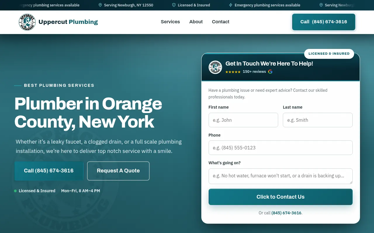 Screenshot of uppercutplumbing.com