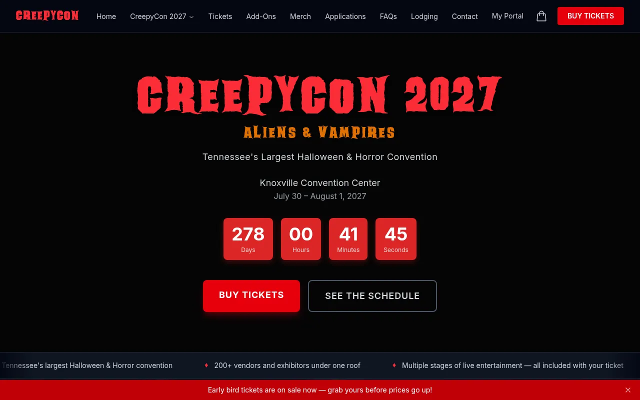 Screenshot of creepycon.com