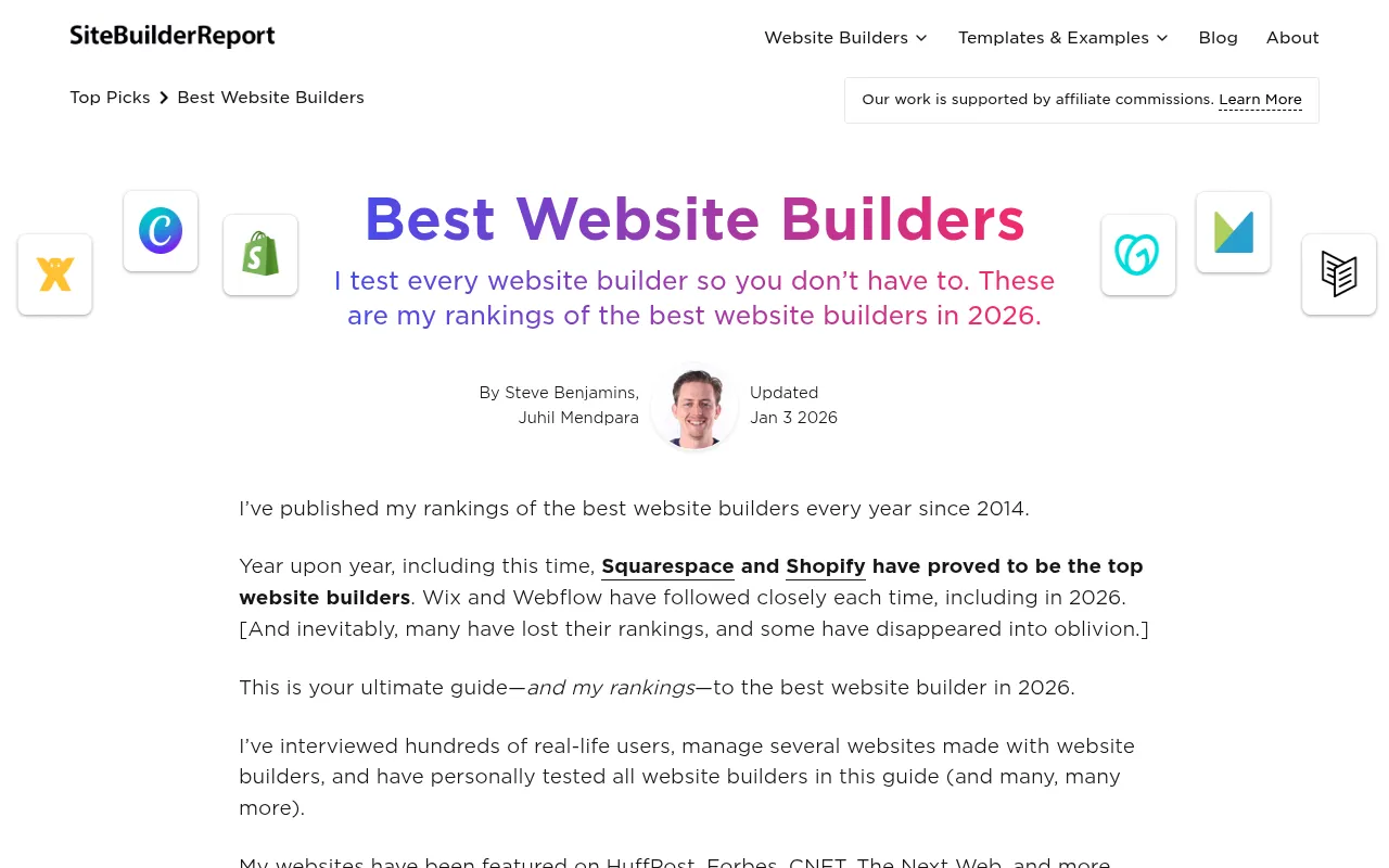 Screenshot of sitebuilderreport.com