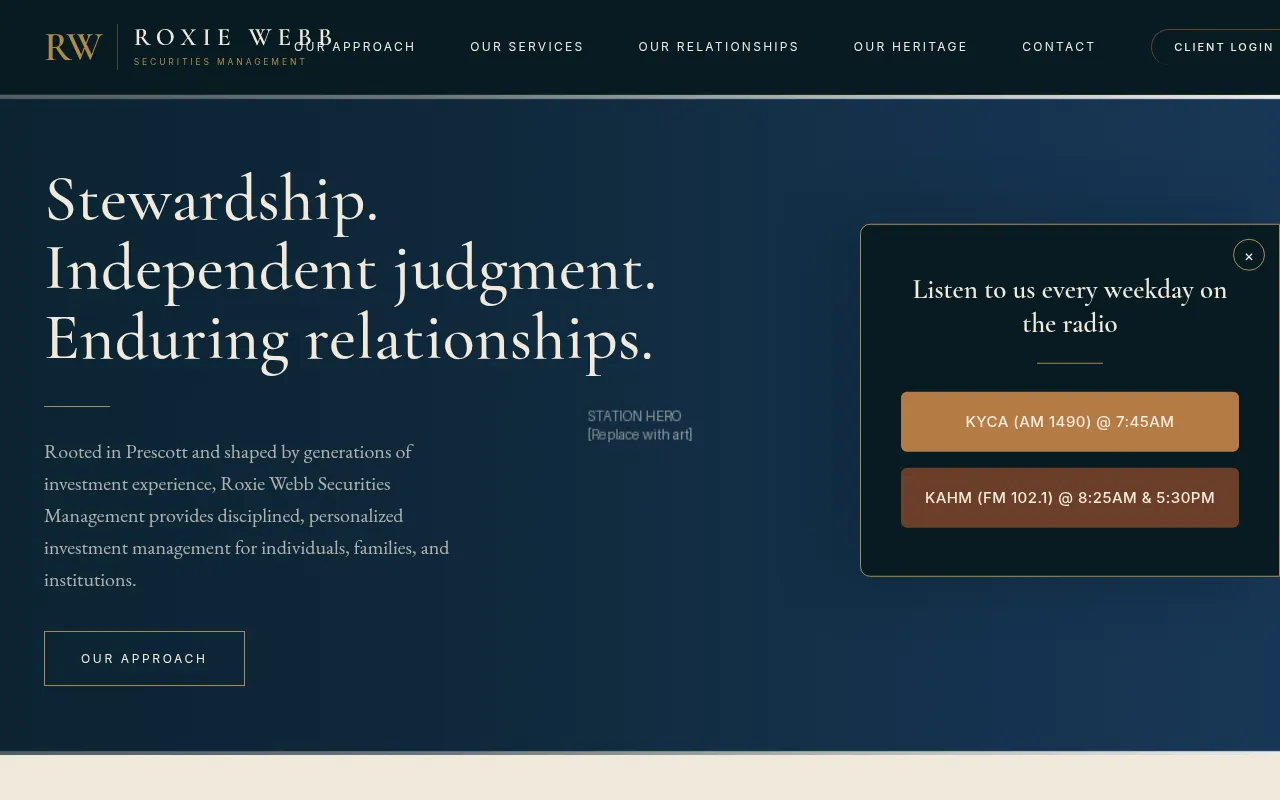 Screenshot of roxiewebbsecuritiesmanagement.com