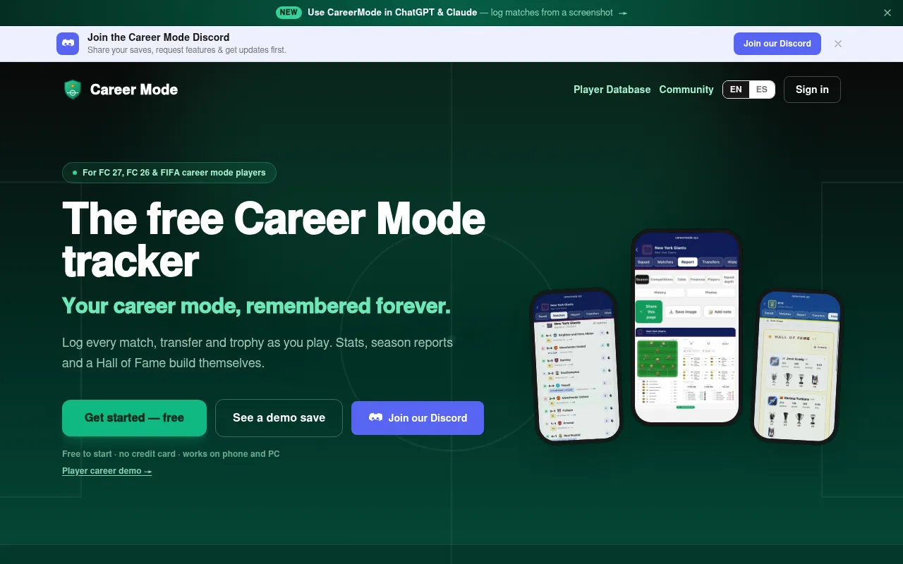 Screenshot of careermode.xyz