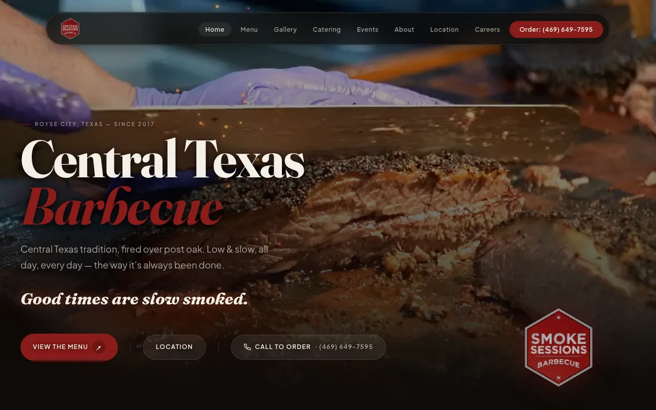 Screenshot of smokesessionsbbq.com