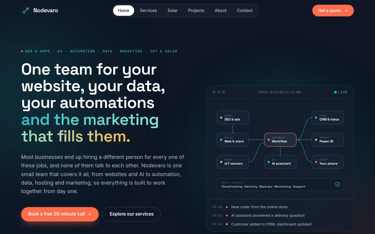 Screenshot of nodevaro.com