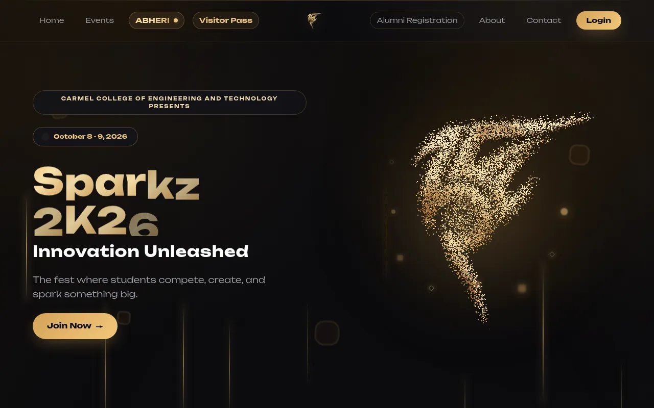 Screenshot of sparkz2k26.carmelcet.in