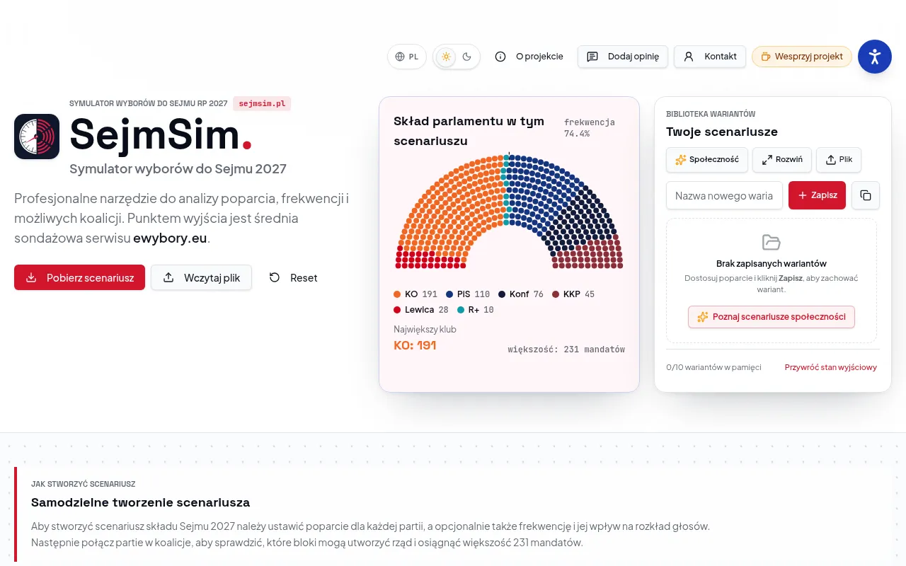 Screenshot of sejmsim.pl