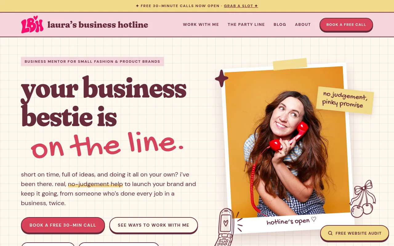 Screenshot of laurasbusinesshotline.co.uk