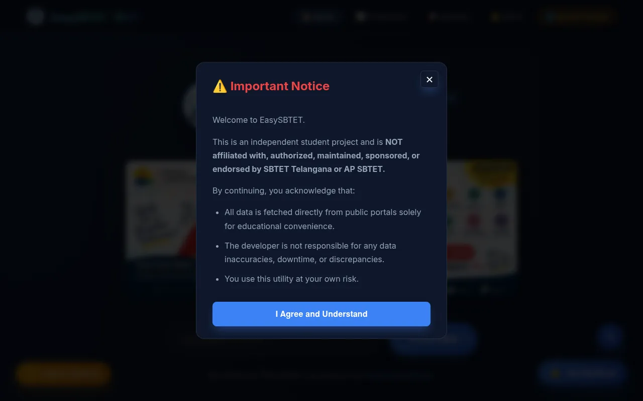 Screenshot of easysbtet.in