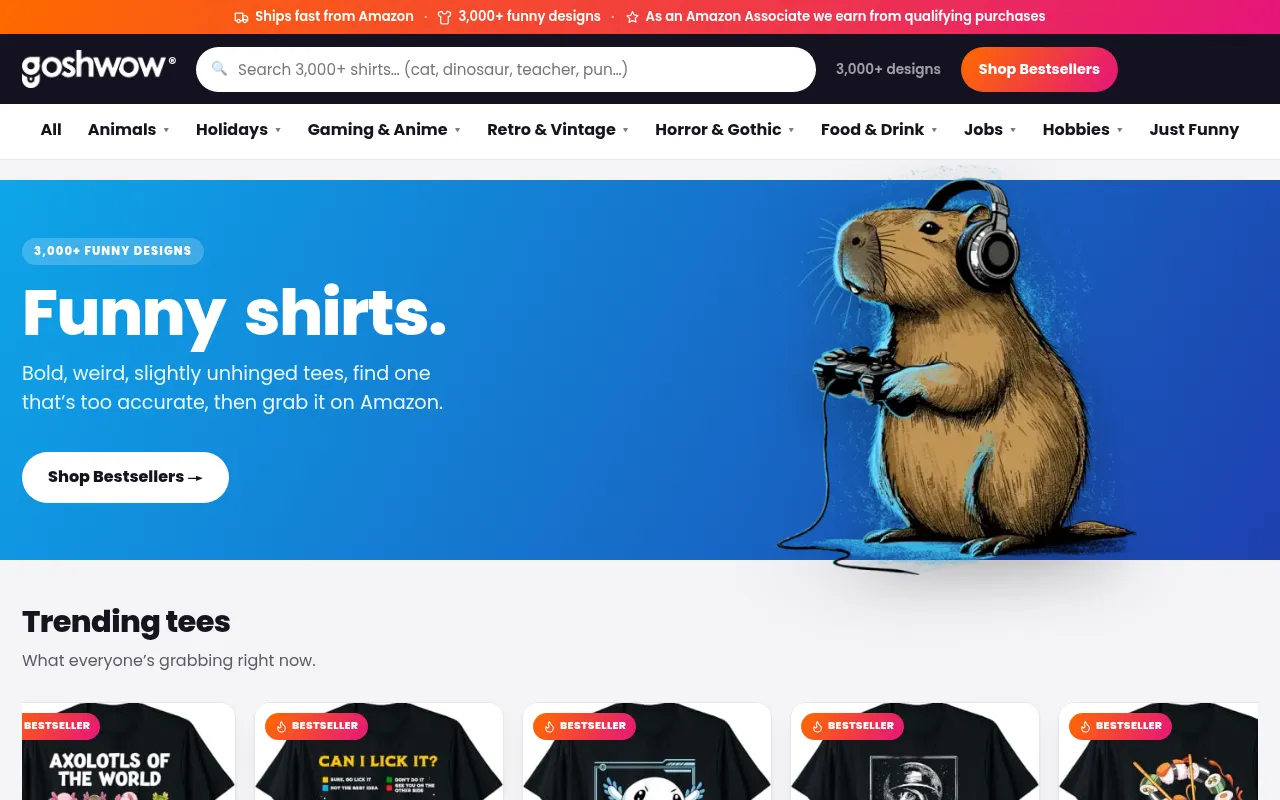 Screenshot of goshwow.store