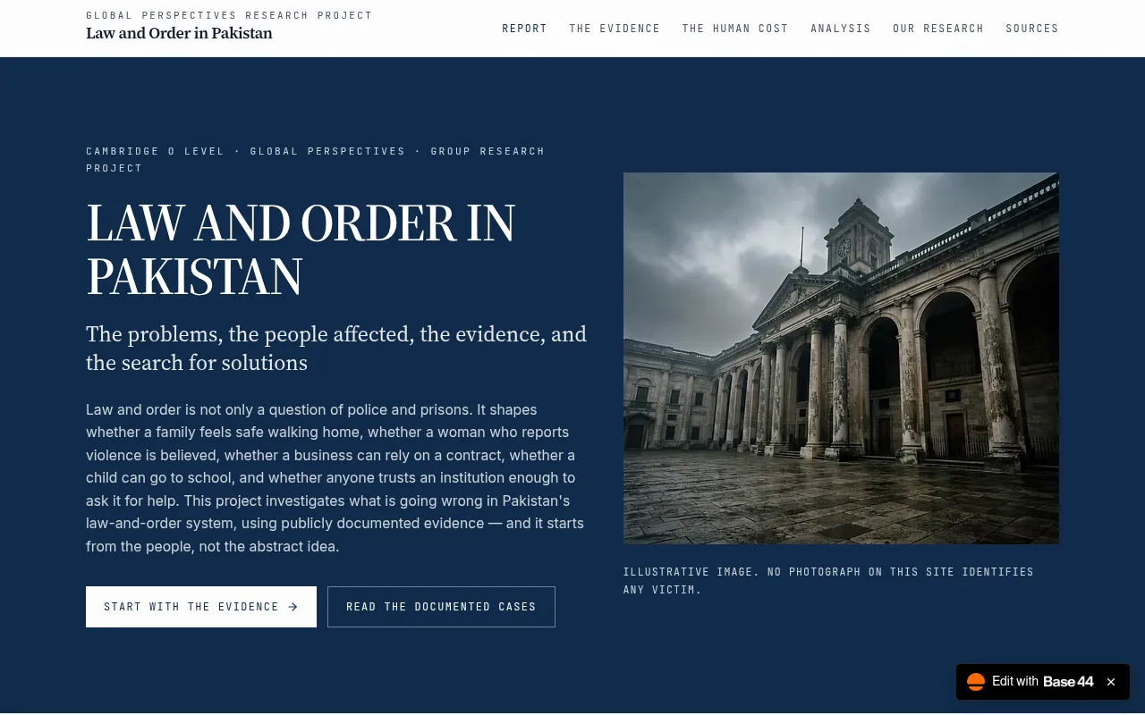 Screenshot of justice-pakistan-insight.base44.app