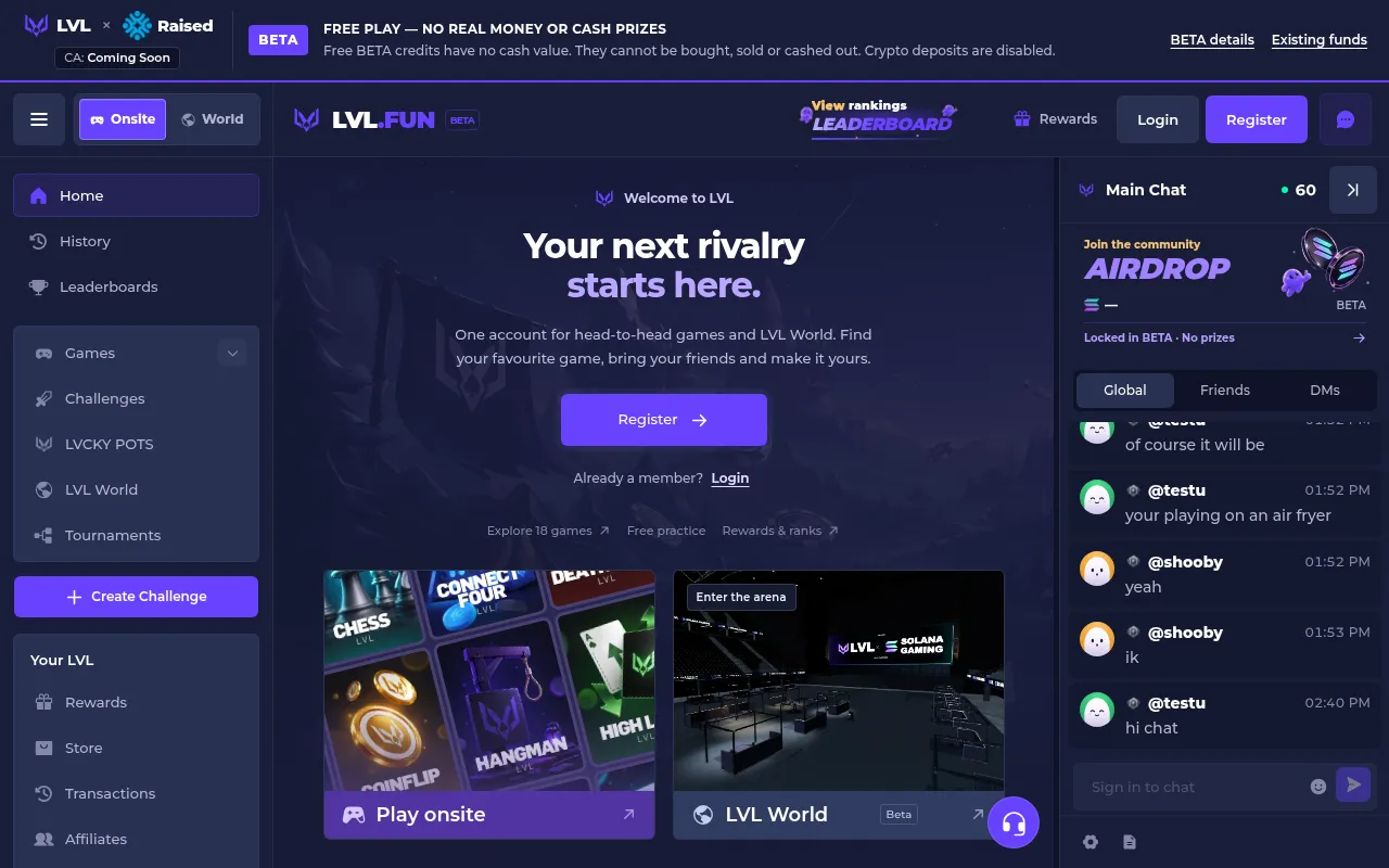 Screenshot of lvl.fun