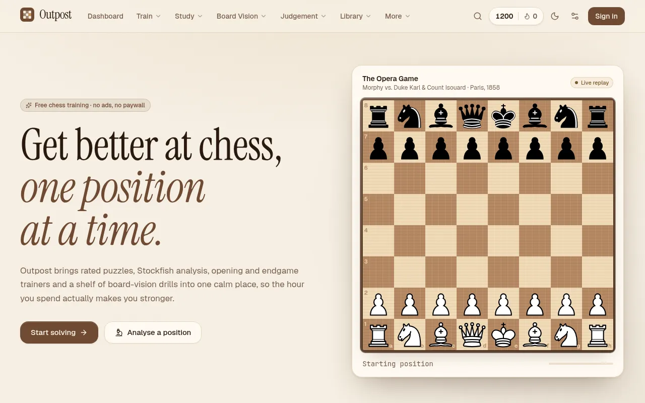 Screenshot of outpostchess.org