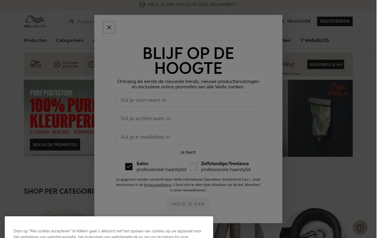 nl.wella.professionalstore.com screenshot