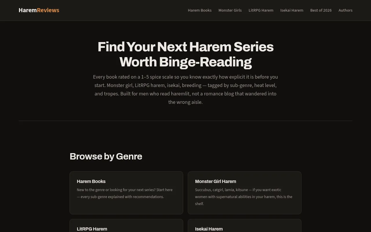 Screenshot of haremreviews.com