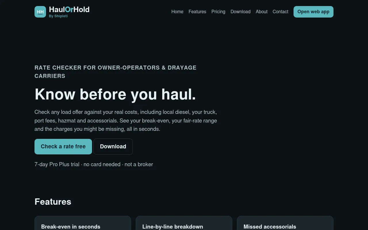 Screenshot of haulorhold.com