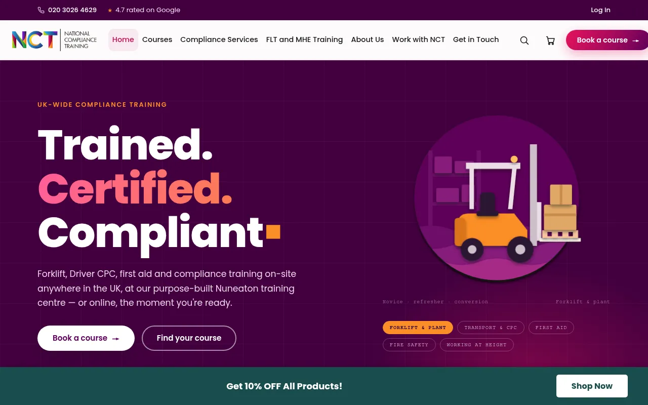 Screenshot of nationalcompliancetraining.co.uk