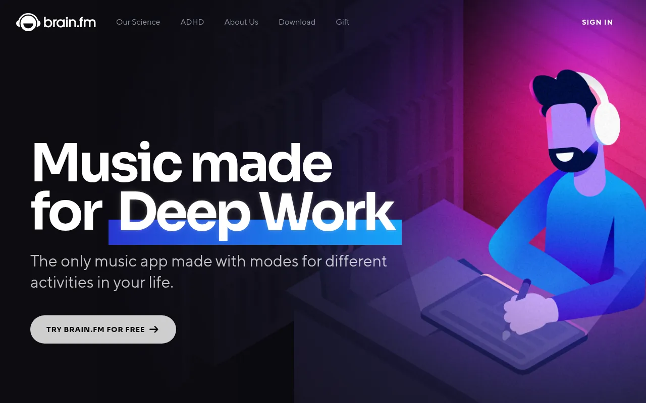 Screenshot of brain.fm