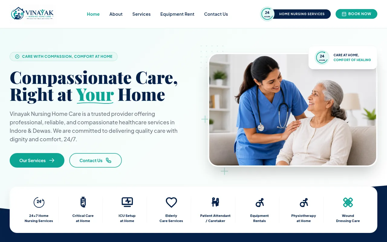 Screenshot of vinayaknursinghomecare.com