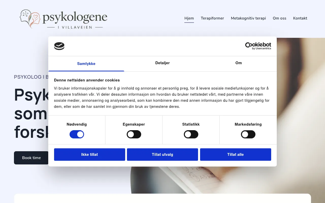 Screenshot of psykolog-bergen.no