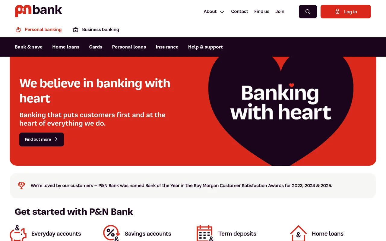 Screenshot of pnbank.com.au