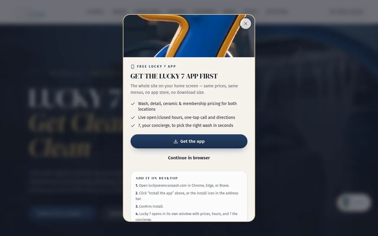 Screenshot of luckysevenwash.com