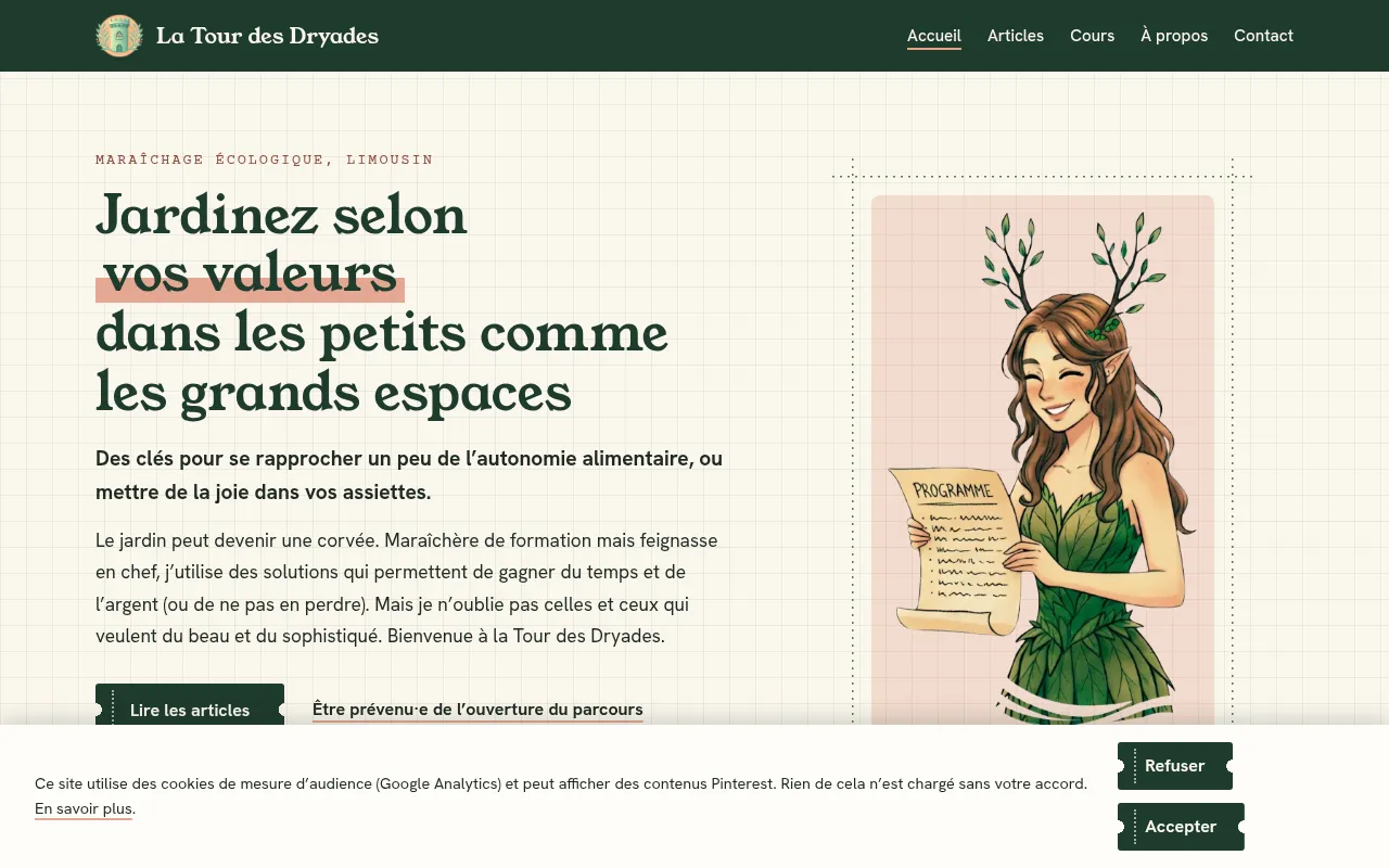 Screenshot of tourdesdryades.com