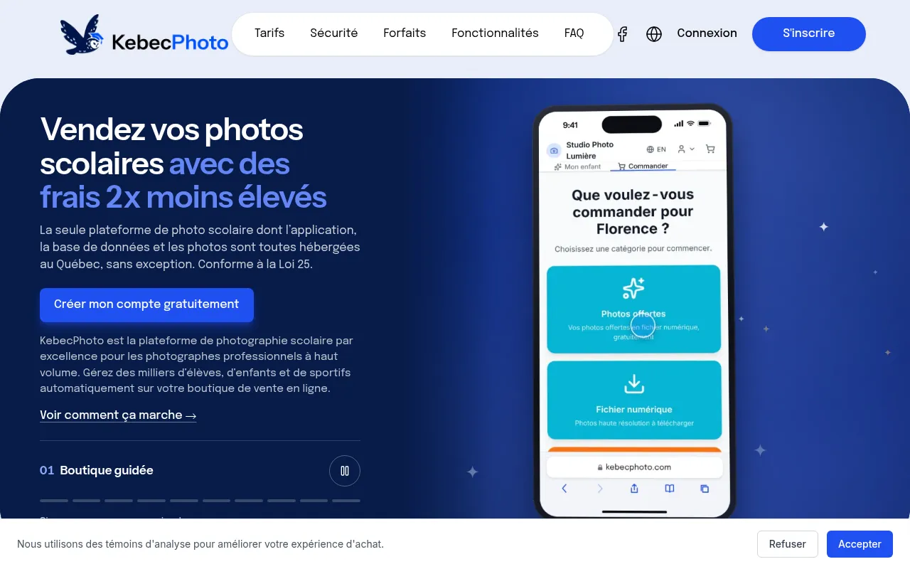 Screenshot of kebecphoto.com