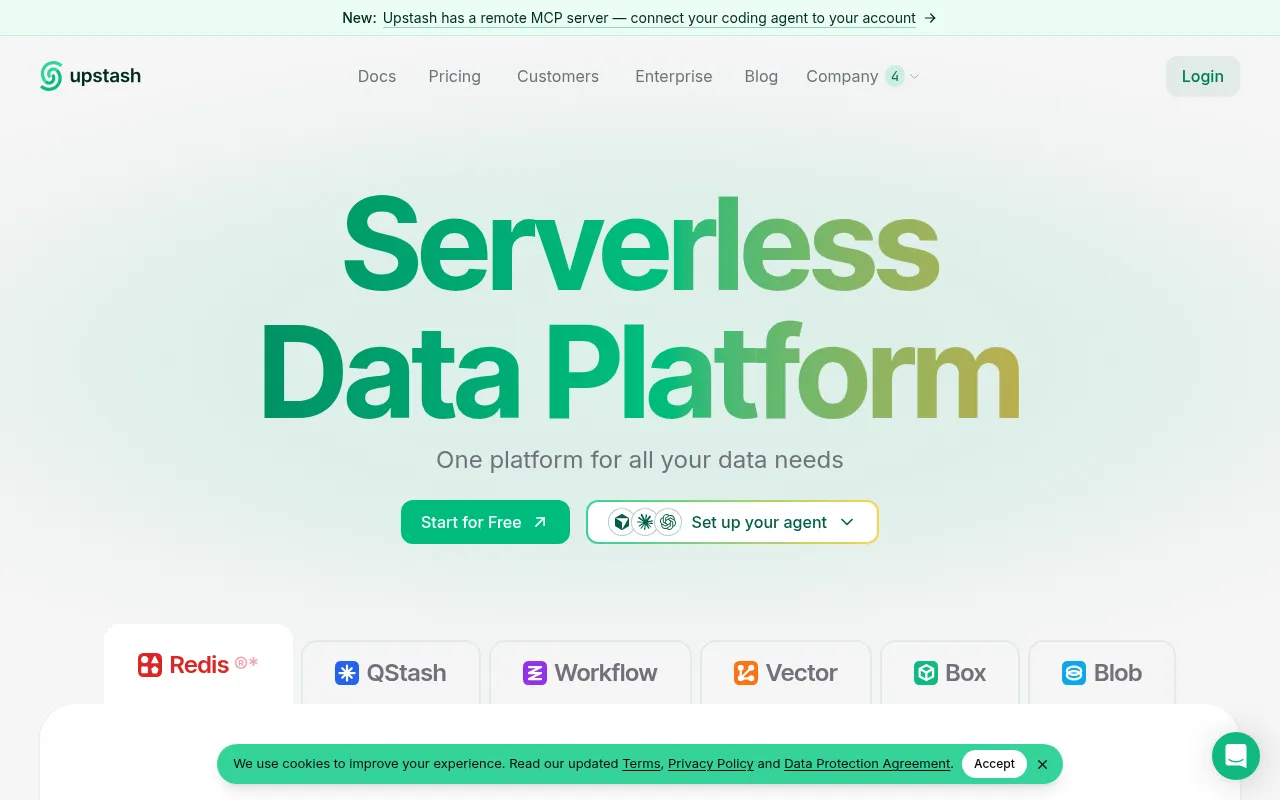 Screenshot of upstash.com