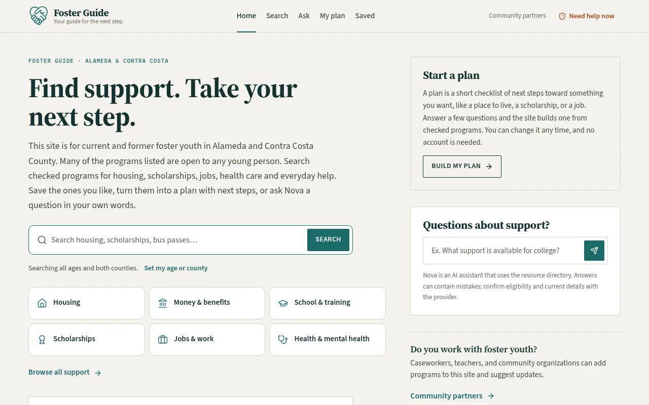 Screenshot of fosterguide.org