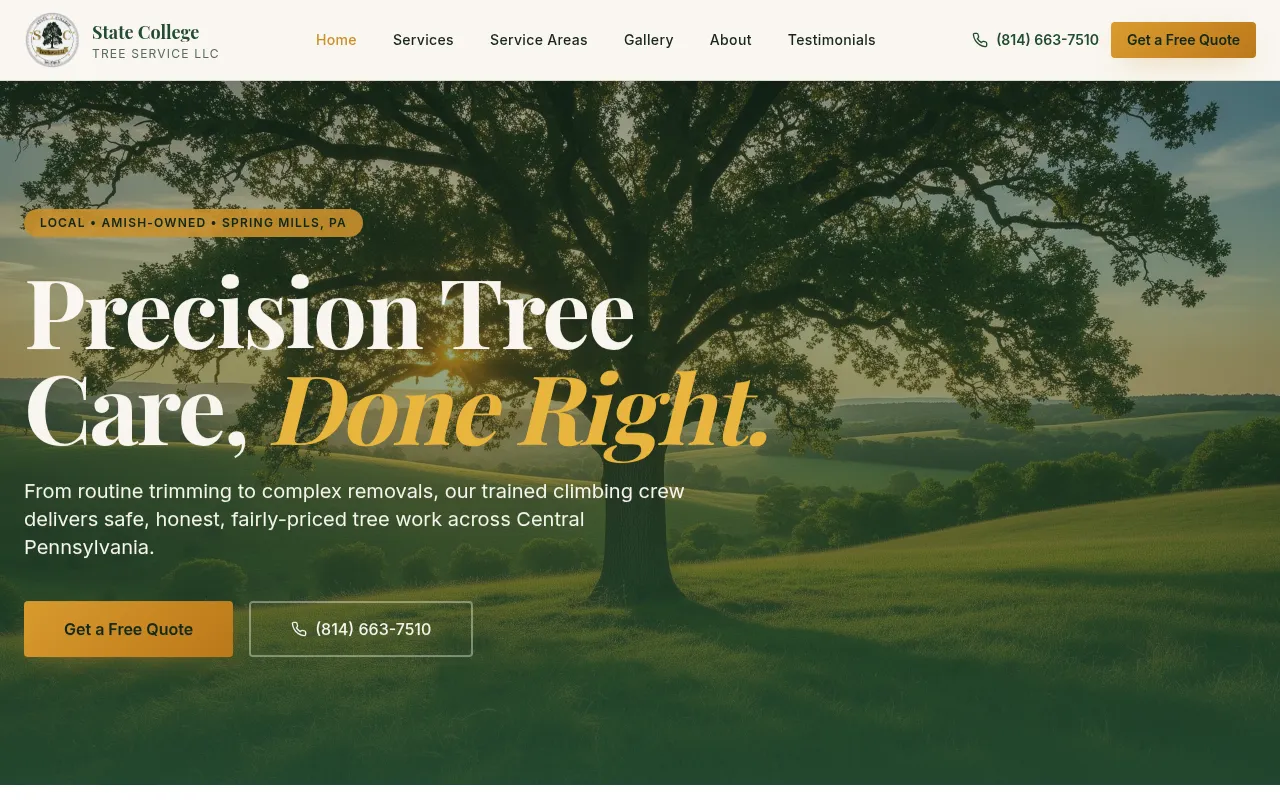 Screenshot of statecollegepatreeservice.com