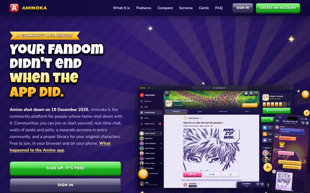 Screenshot of aminoka.com