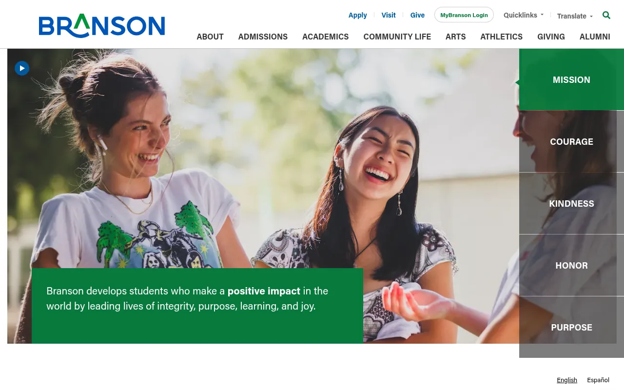 Screenshot of branson.org