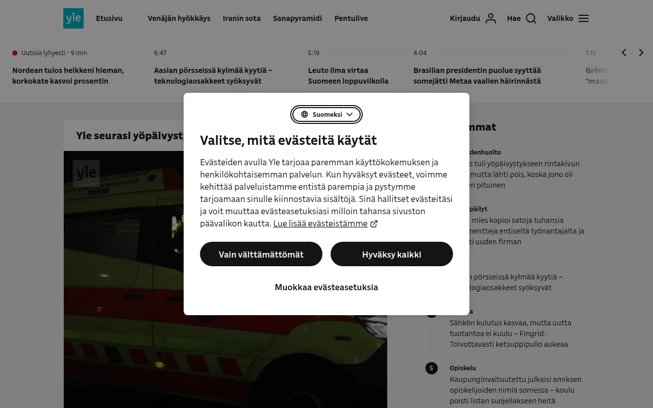 Screenshot of yle.fi