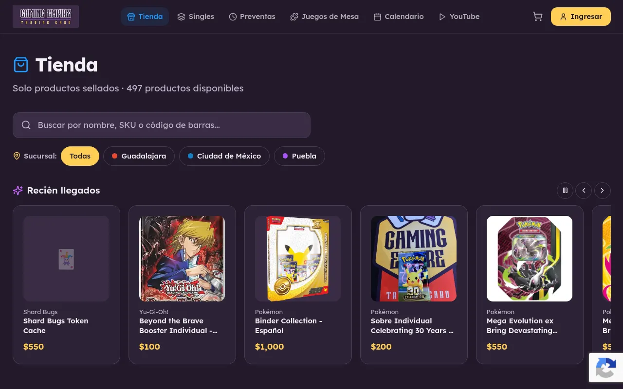 Screenshot of tcgempire.com.mx