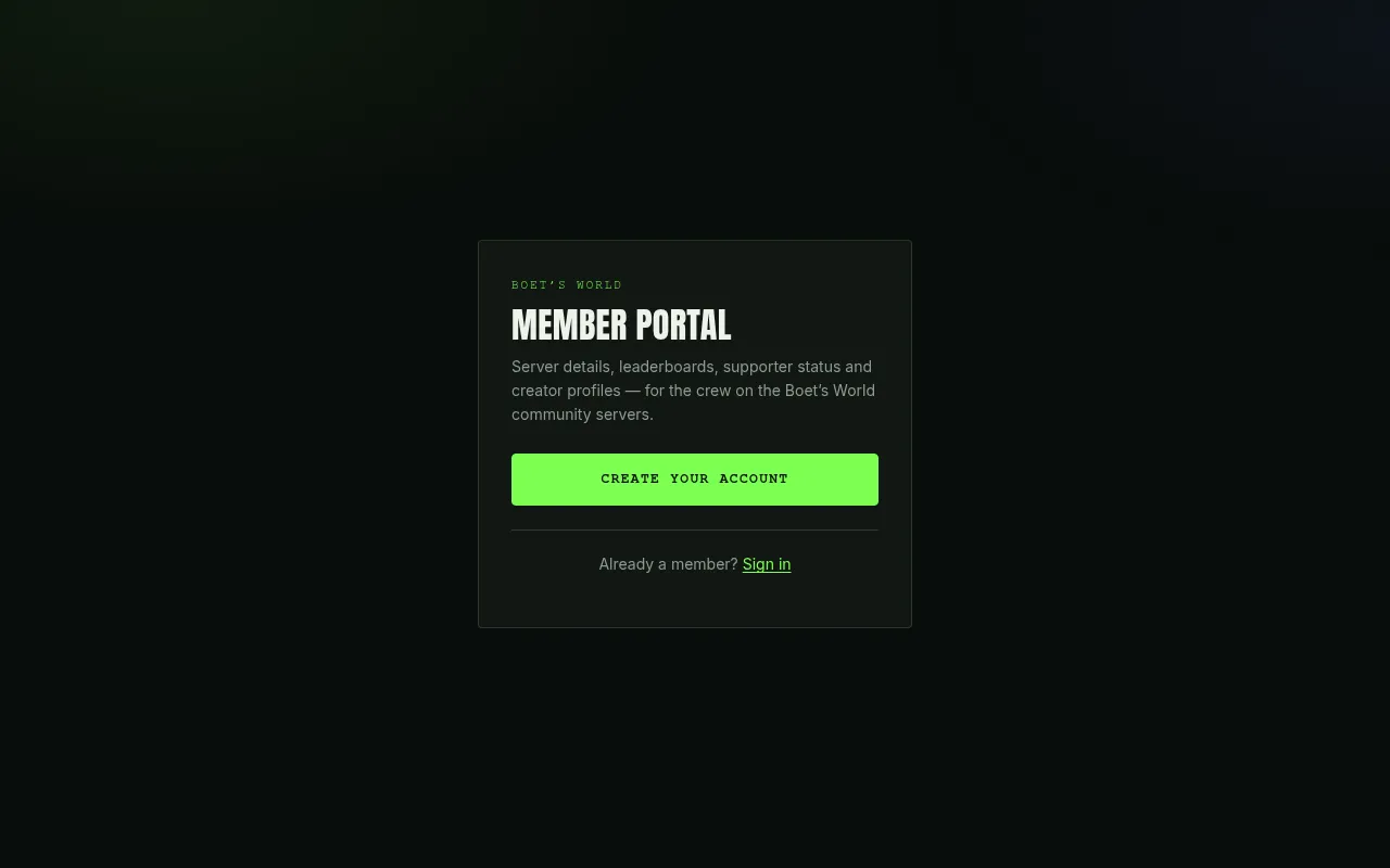 Screenshot of portal.boets.world