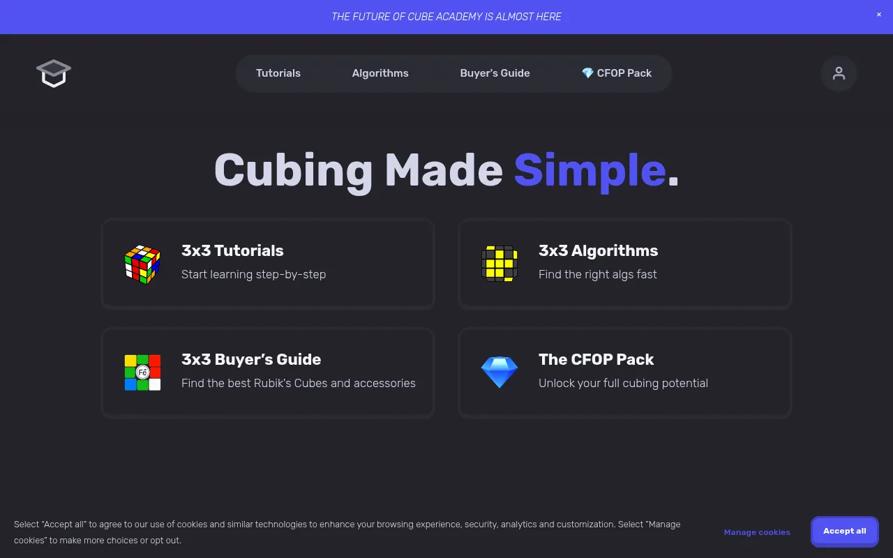 Screenshot of cube.academy