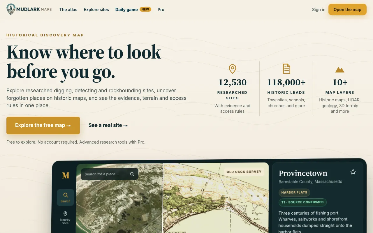 Screenshot of mudlarkmap.com