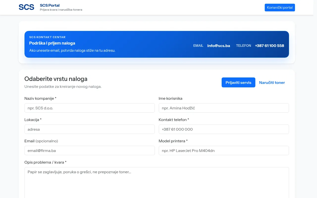 Screenshot of mojprinter.ba