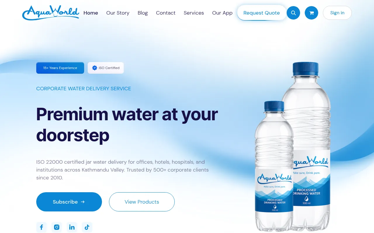 Screenshot of aquaworld.com.np