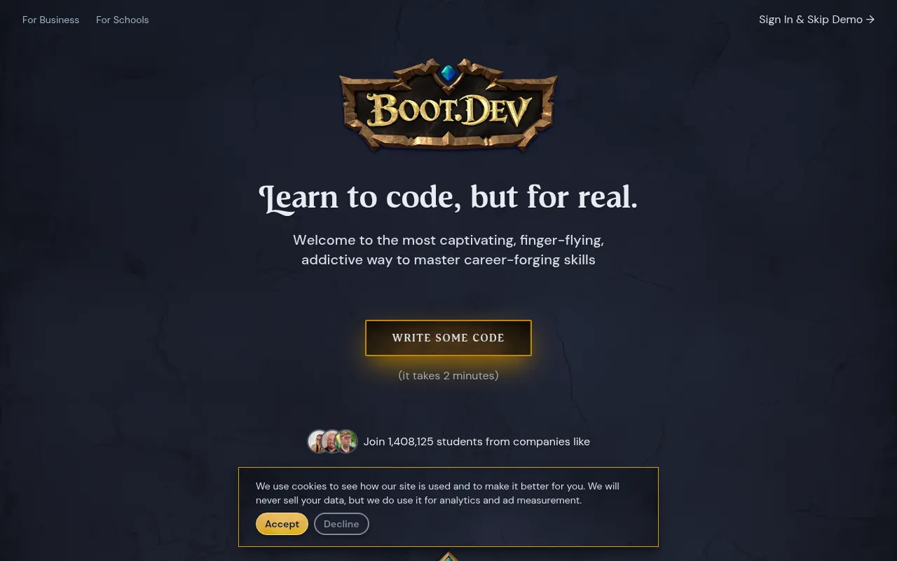 Screenshot of boot.dev