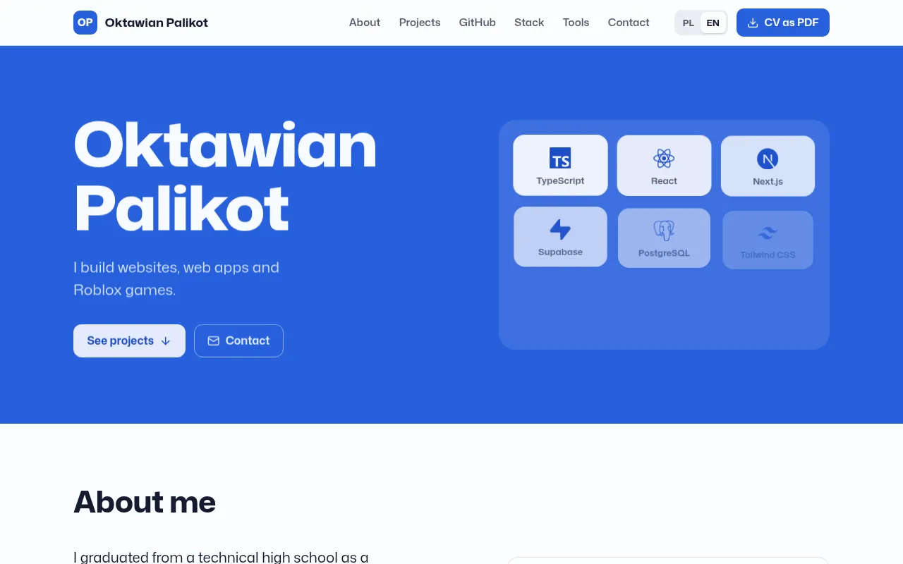 Screenshot of oktawian-portfolio.vercel.app