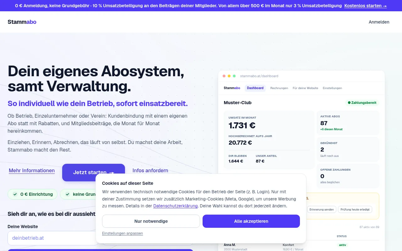 Screenshot of stammabo.at