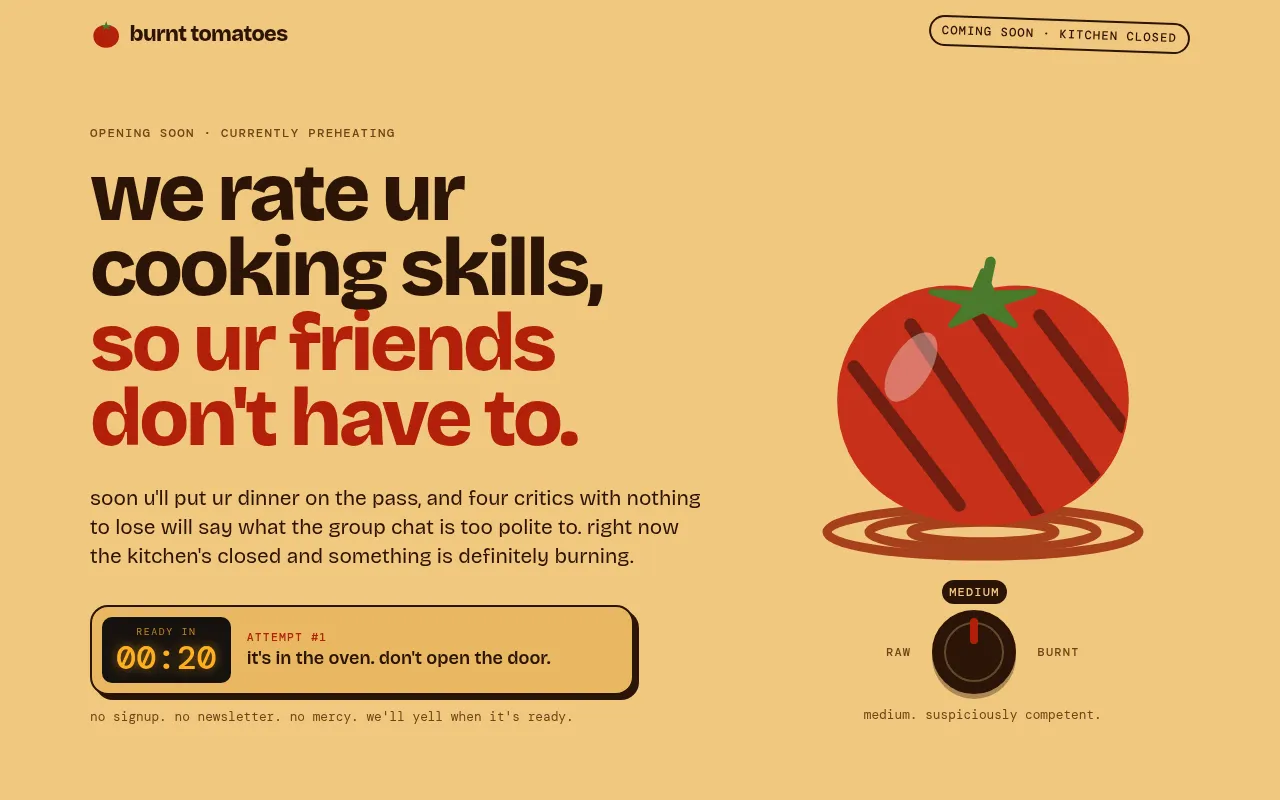 Screenshot of burnttomatoes.com